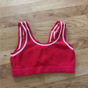 ALO Yoga Tennis Club Sweater Knit Bra in Candy Red NWOT Size XS